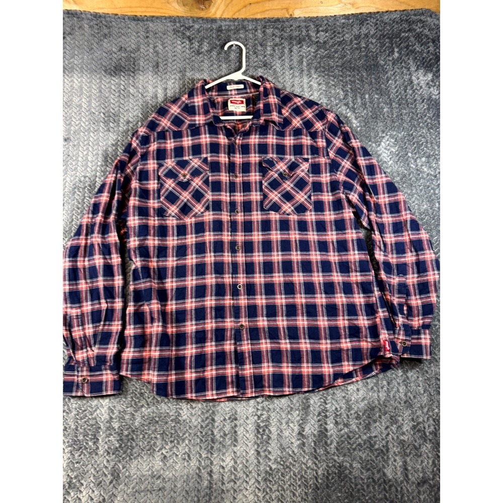 Wrangler Flex For Comfort Flannel Shirt Mens 2XL Multicolor Plaid Cotton Stretch